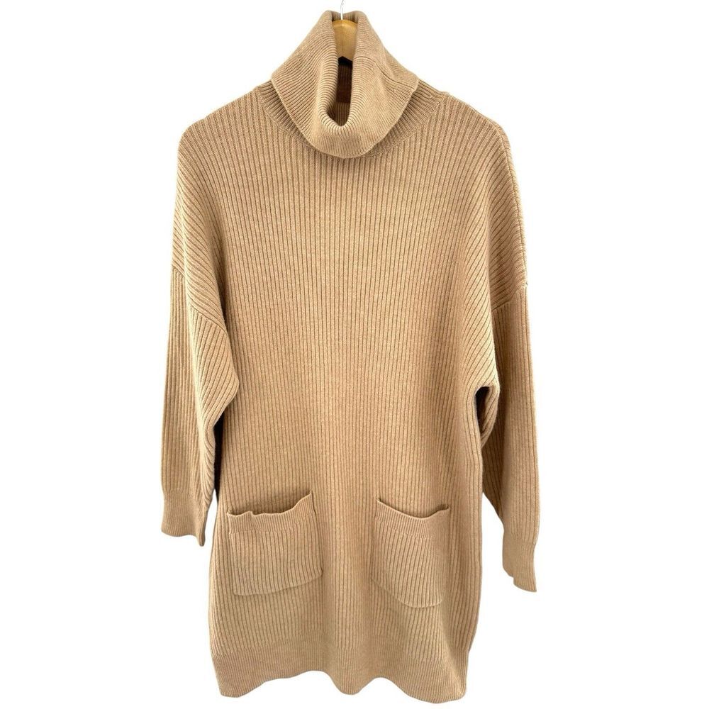 Mango MNG L118002 Womens Maura Beige Knitted Turtleneck‎ Dress Size Medium